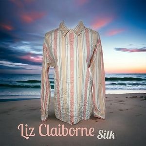 Liz Claiborne's Lizsport Relaxed Untucked Button Down Silk Oxford